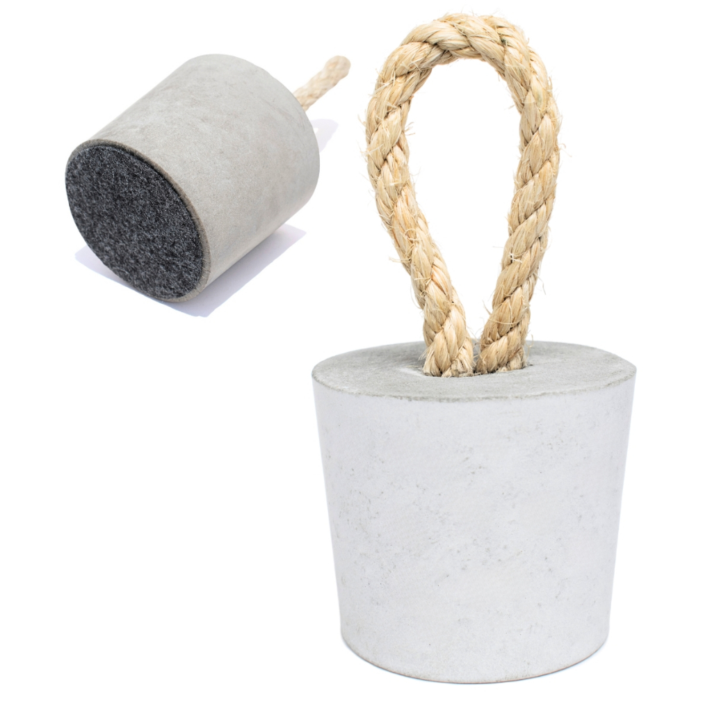 Peso de Porta Decorativo Concreto Redondo 1,3Kg Aleta Artesanal Alça Sisal Base Carpete Anti Risco