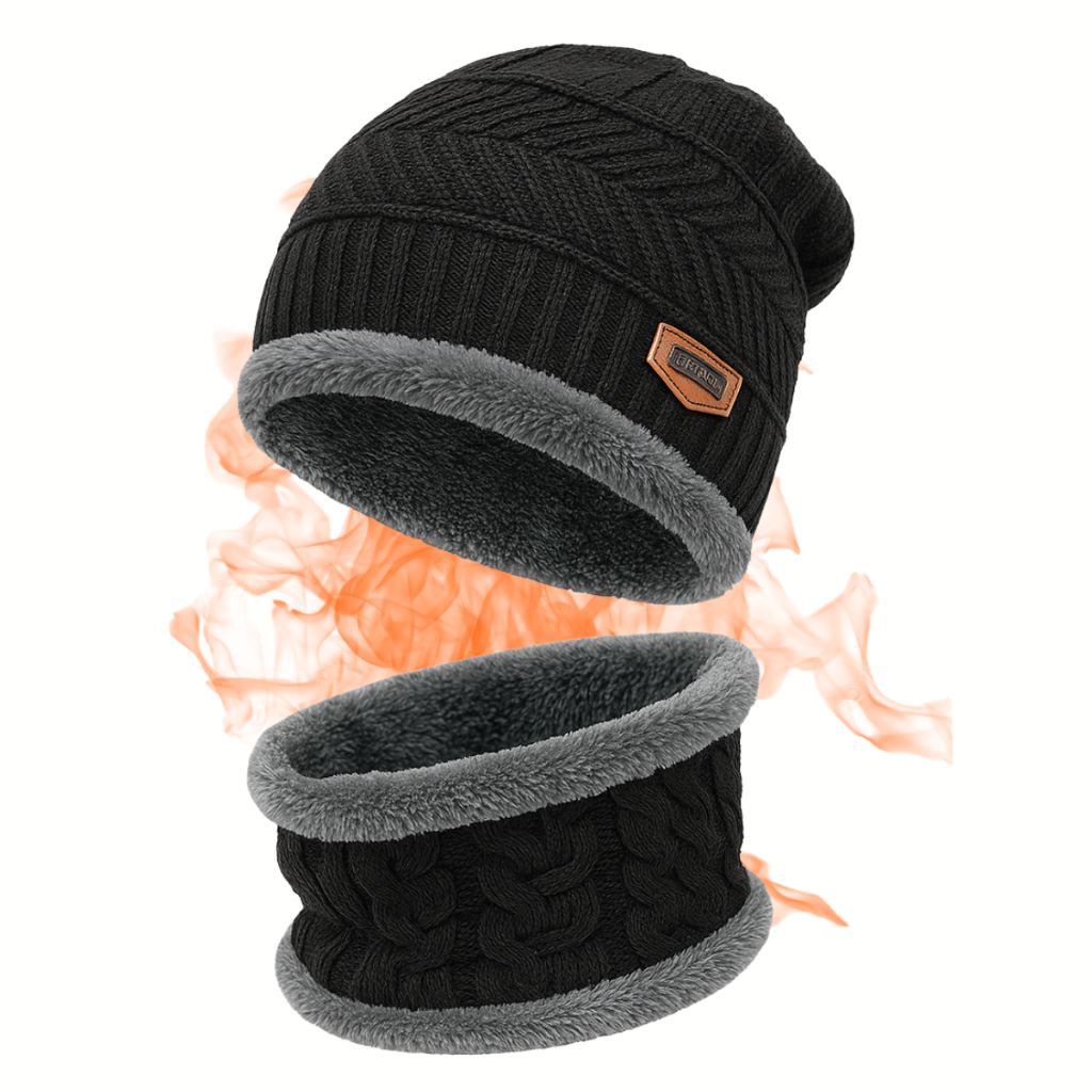 Touca e Cachecol Forrado Pelinho Quente Inverno Frio Confortável Masculino Feminino