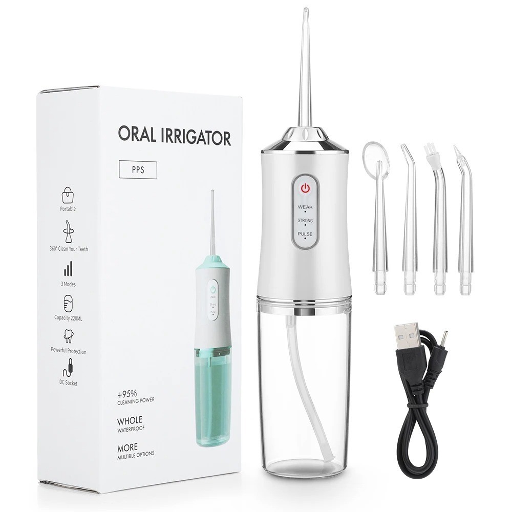 Irrigador Oral Jato de Água Branco Dental Recarregável Portátil Sem Fio Dentes Gengivas Implante Den