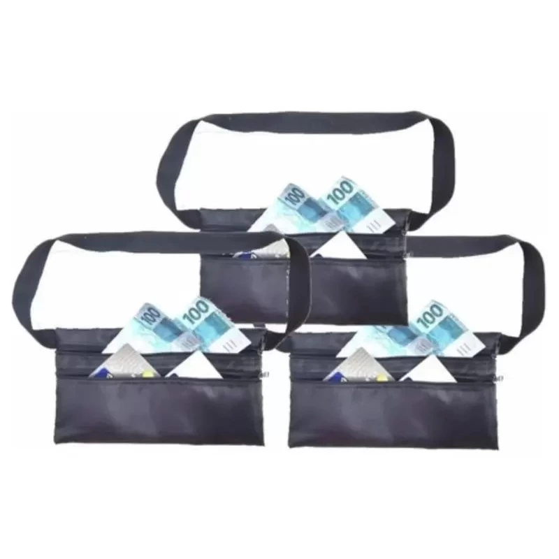 Kit 3 Doleira Pochete Porta Dolar Escondido Celular Anti-furto Preta