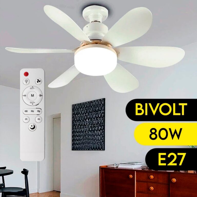 Ventilador Teto Com Luz 80W Integrada Silencioso B