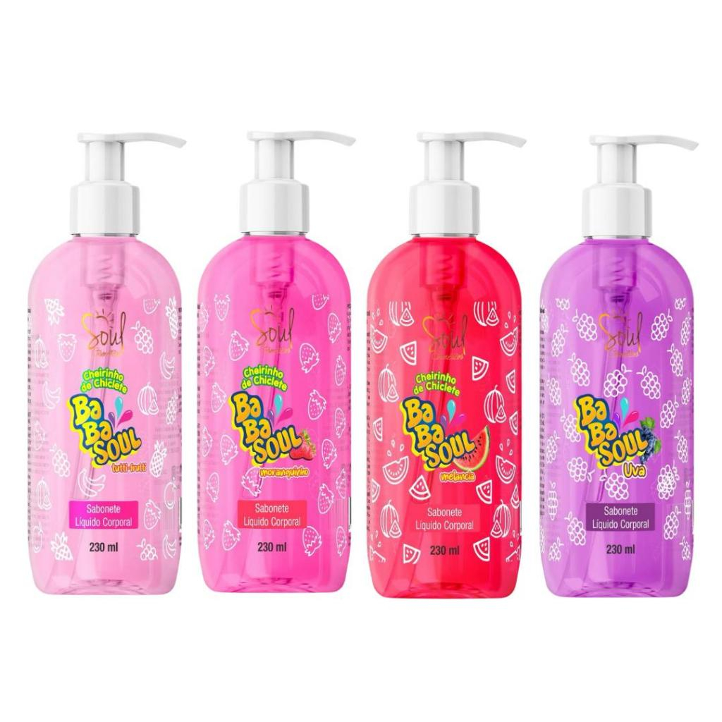 Sabonete Liquido BABASOUL SOUL Cheirinho de Chiclete 230ml Limpeza Profunda Suave Perfume Refrescant