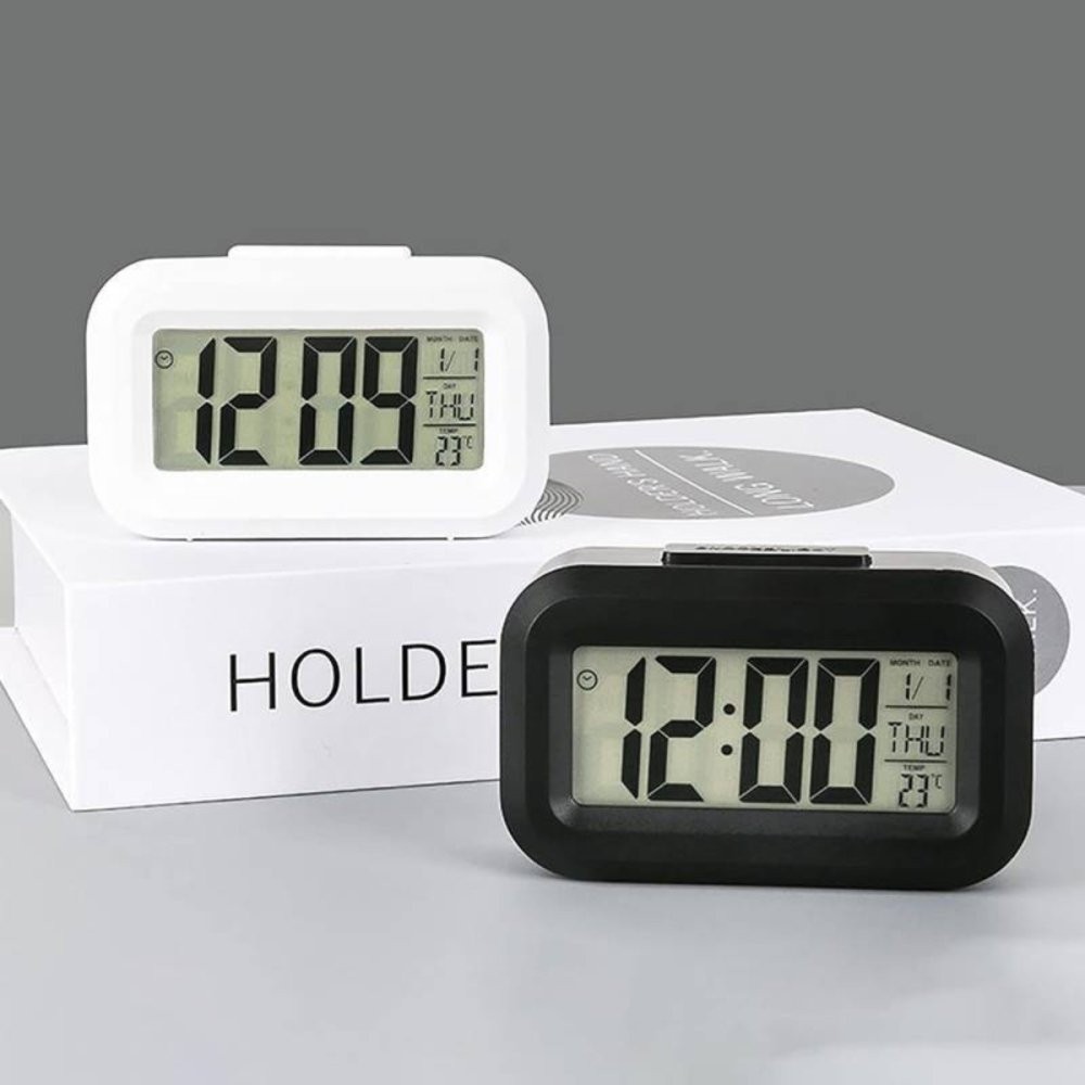Mini Relógio de Mesa Digital Despertador 8x6Cm Com Led Temperatura Alarme Data e Mês Prático E Fácil