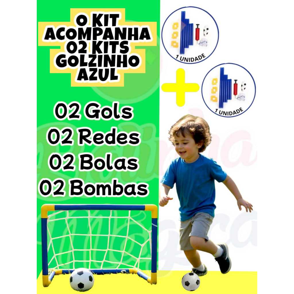 Kit Gol Golzinho Traves com Redes + Bolas + Bomba de Encher Futebol Copa do Mundo Lembrancinha