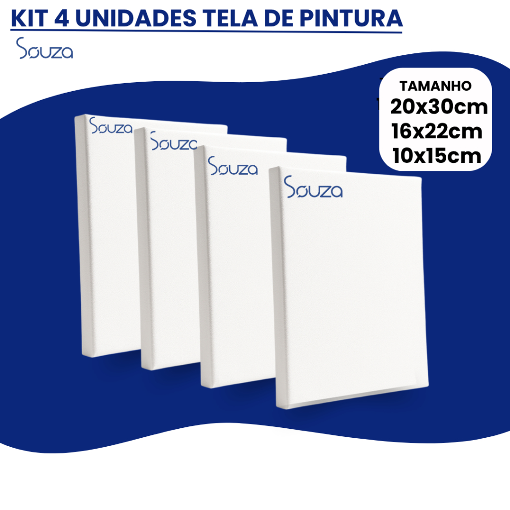 Kit 4 Tela Para Pintura Branca Souza Profissional ou Artístico Premium Alta Qualidade Escola