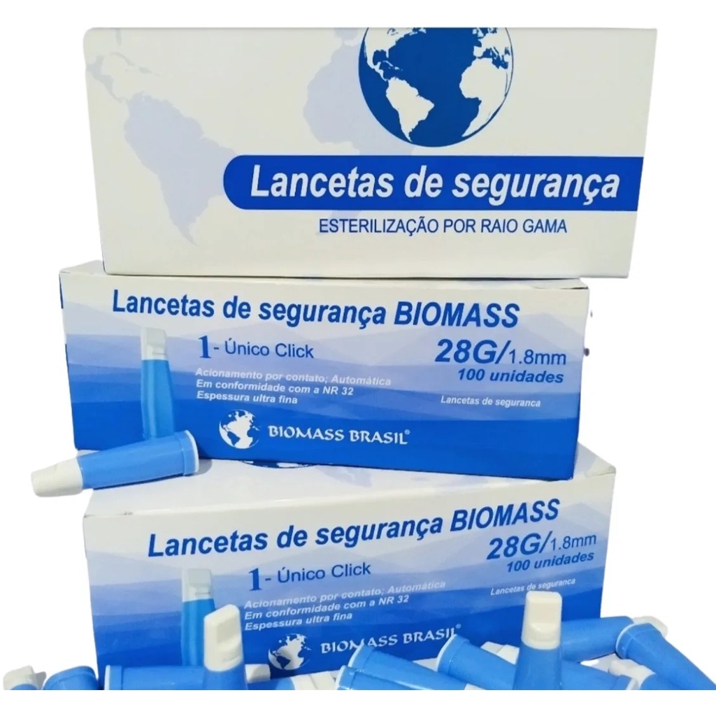 Lanceta Automática/Diabete 28g Lanceta de Segurança Automática Glicemia Caixa C/100 Envio Imediato