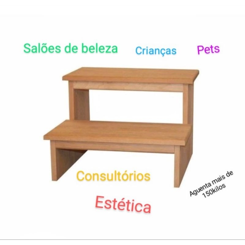 degrau escadinha auxiliar multifuncional  de mdf ou madeira pinus todas as idades
