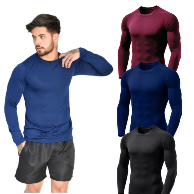 Kit 03 Camisas Proteção UV Compressão Térmica 