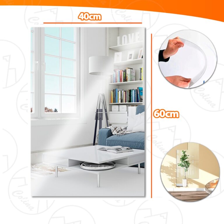 Espelho Adesivo Decorativo Placa Acrílico Retangu
