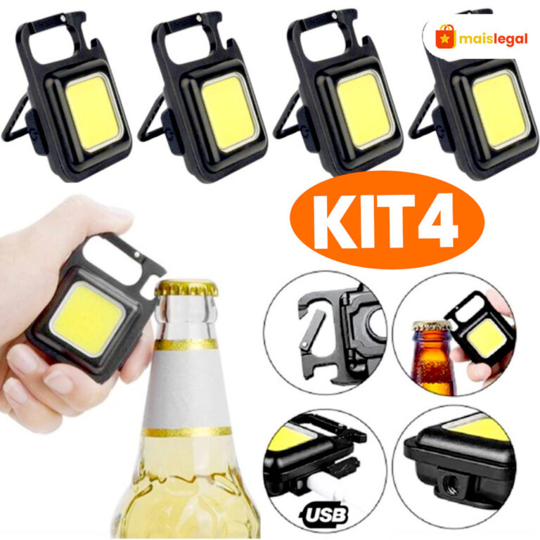 KIT 4 Mini Lanterna Led Portátil Usb Recarregáve