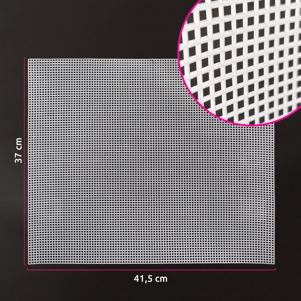 Malha chenille para bolsa 41,5x37cm BXWG05 (Tela plástica) com furo de 3mm