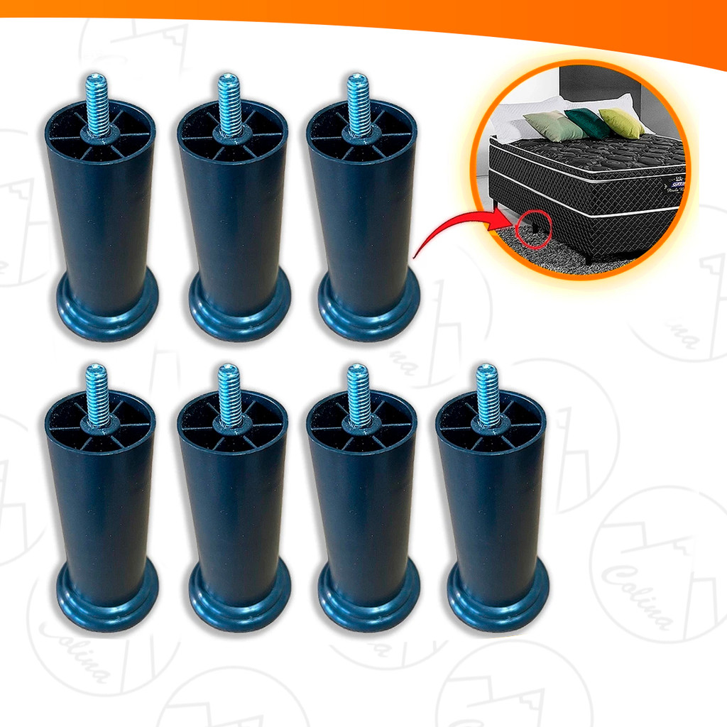 Pés de Cama Box 12cm Cabeceira Com Parafuso Pezinho Plástico