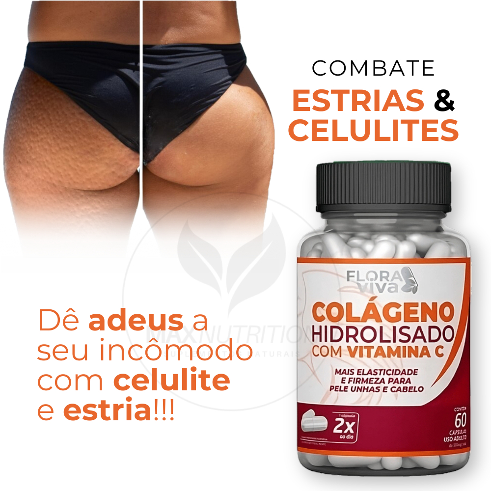 Colágeno Hidrolisado com Vitamina C – Pele, Unhas e Articulações Fortes | 60 Cápsulas