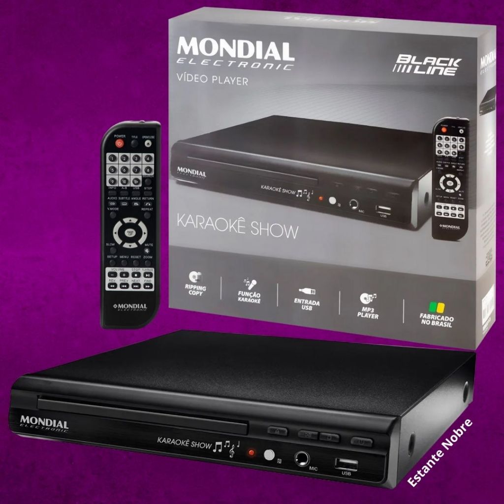 DVD Karaokê Mondial – DVD Player D-20 Com Karaokê USB II Mondial Bivolt (Novo e Lacrado)