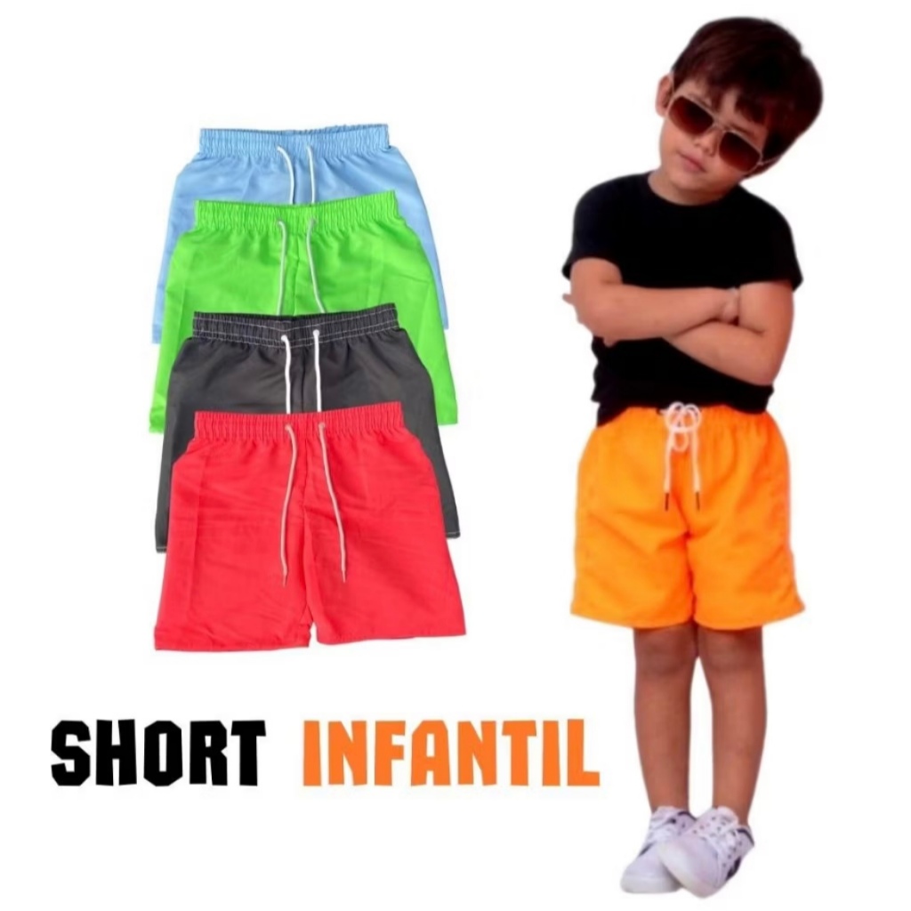 Shorts de tactel infantil masculino, envio imediato, Brasil