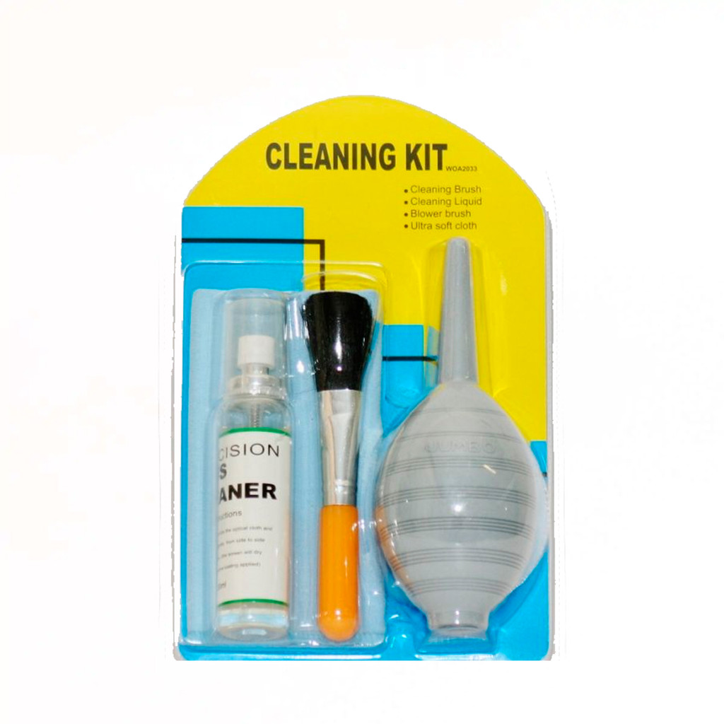 Kit Limpeza Básica Flanela, Borrifador, Pincél e Limpa Lente