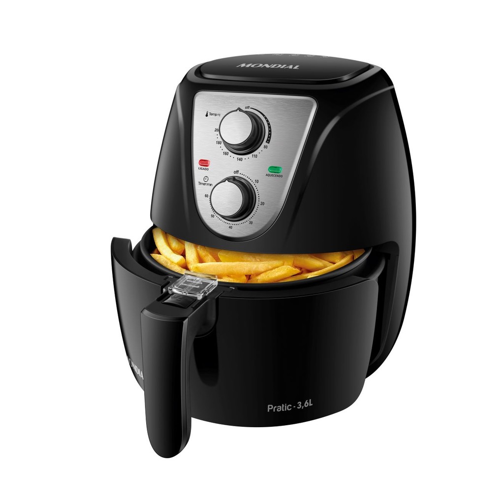 Fritadeira Elétrica Air Fryer Mondial Pratic AF-36-BI 3,6L Inox/Preta – 220V