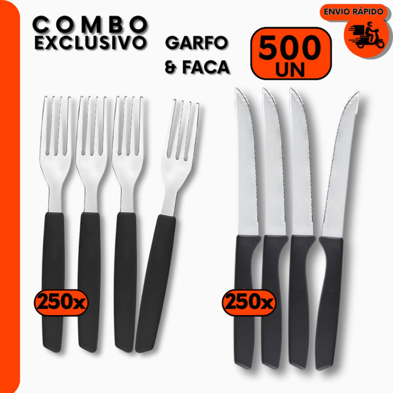 Kit Jogo de Talheres 500 Peças Faqueiro Cabo Pret