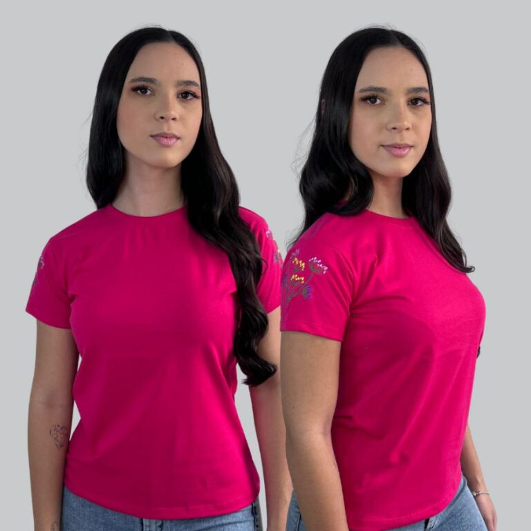 Blusa tshirt feminina 100% algodão gola redonda b