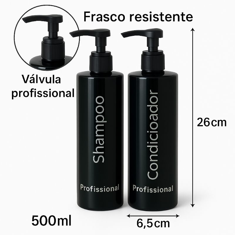 kit Frasco para Shampoo e Condicionador 500ml para banheiro
