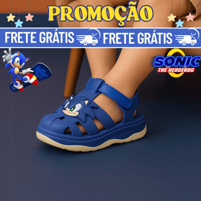 Babuche Papete Infantil Sonic Leve Para Escola e P