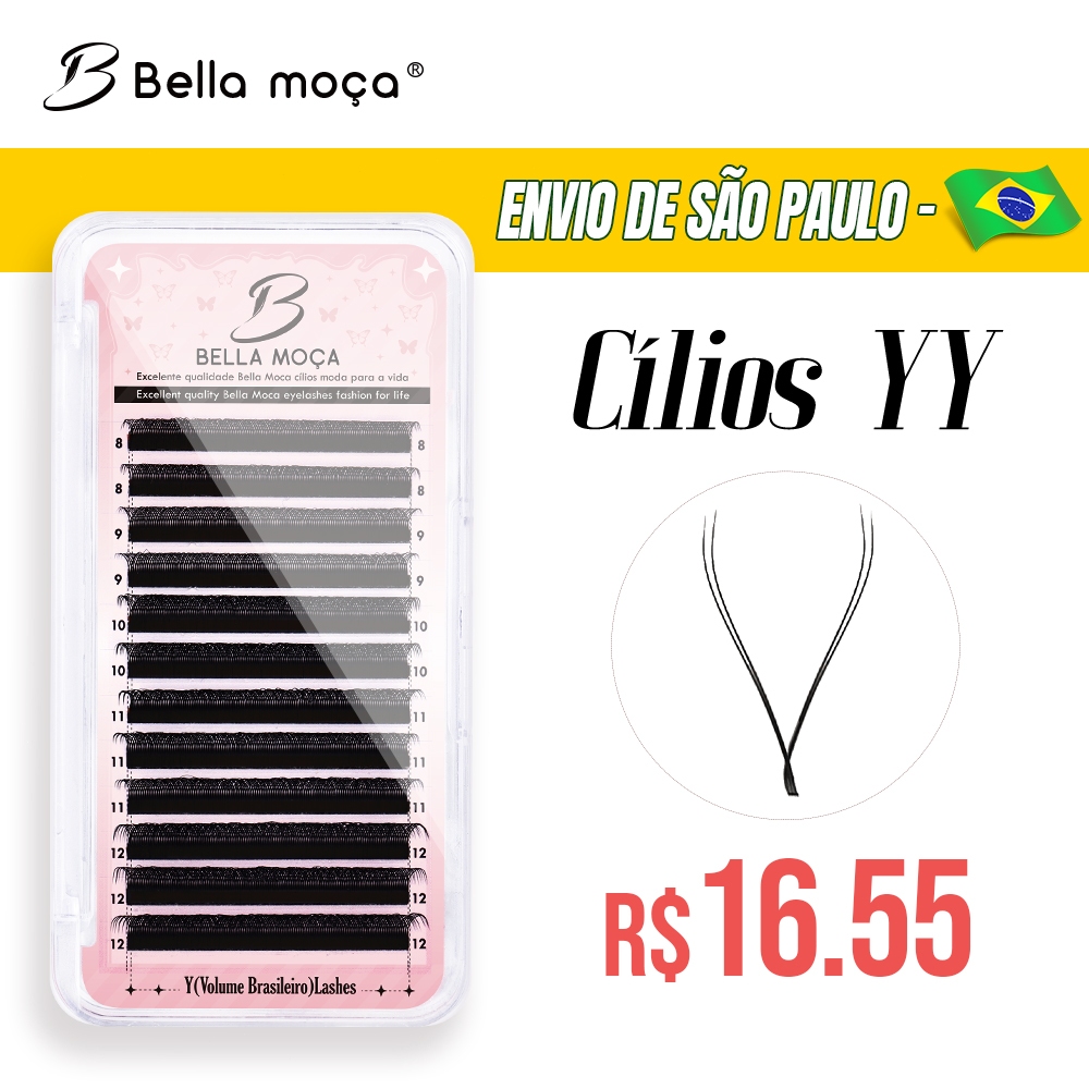 Cílios Bella Moça YY D 0.07mm – Volume Natural no Estilo Brasileiro, Cor Preta