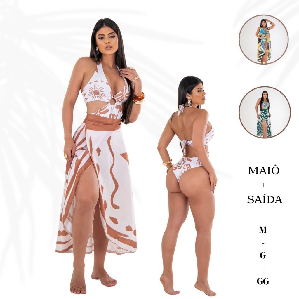 Maiô Suplex Forro Duplo Saída Estilo Pareô Elegante Confortável