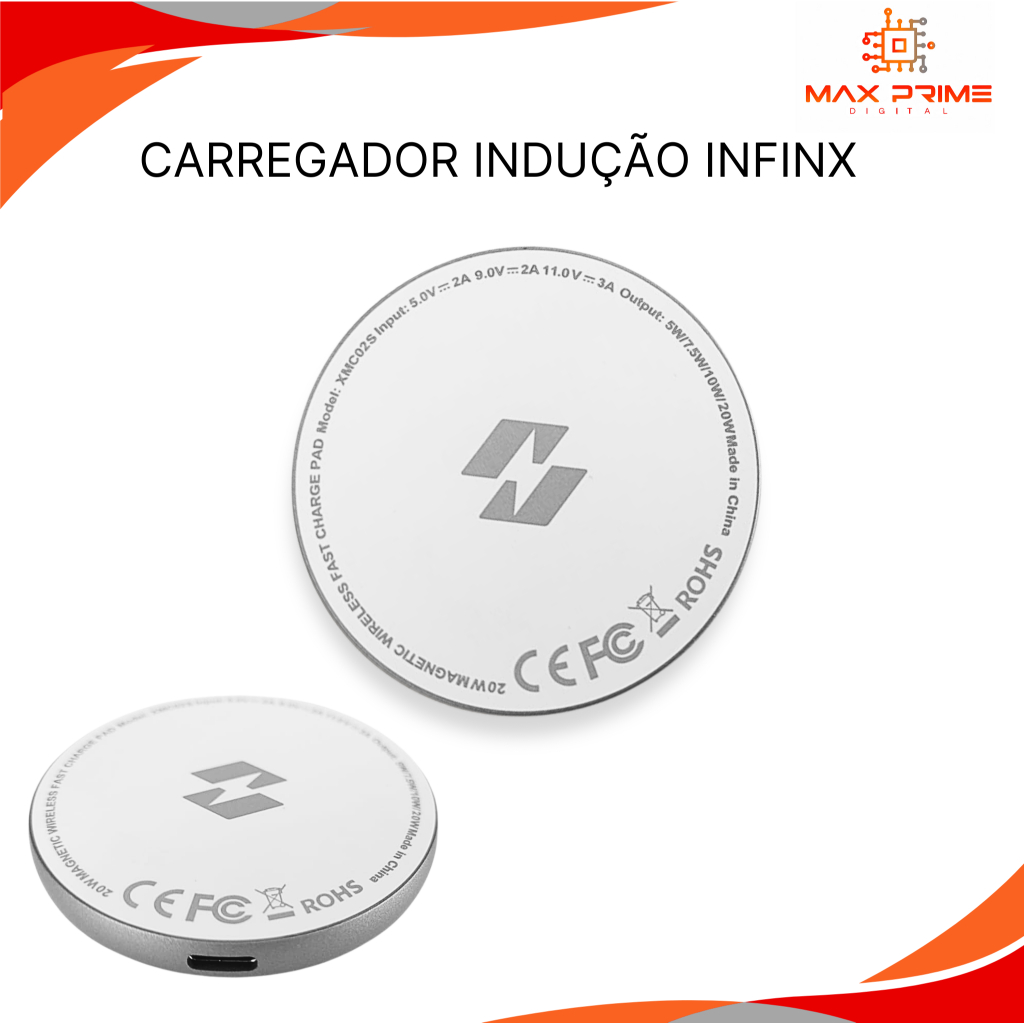 Carregador por Indução Magnético para Infinix  20W, Carregador sem Fio,  Mag Pad Infinix