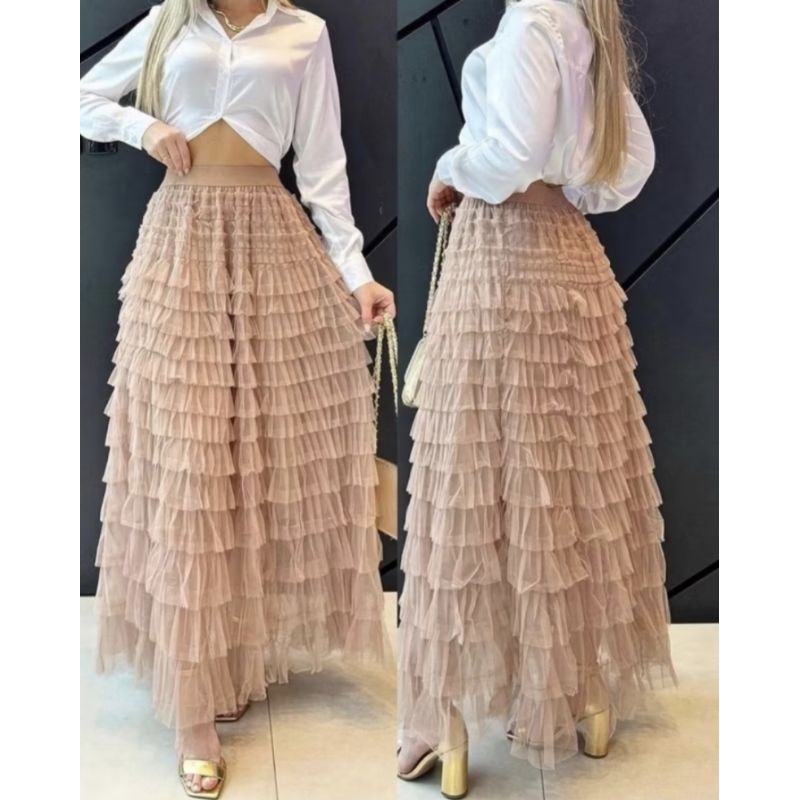 Saia Tule bolo importado femininas modas A801