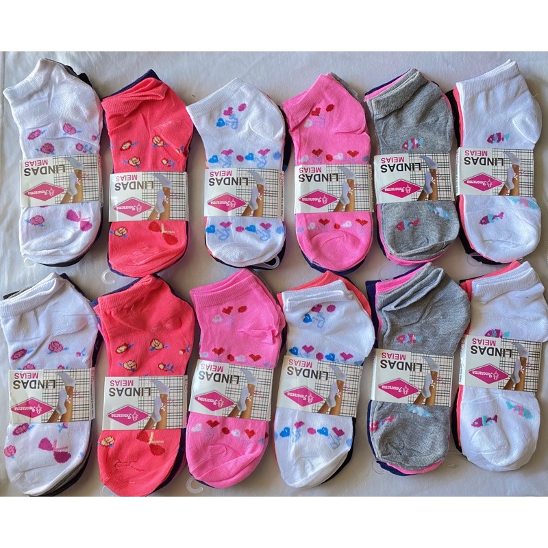 Kit 12 Pares Meias Feminina Soquete Cores Fofas 35ao40