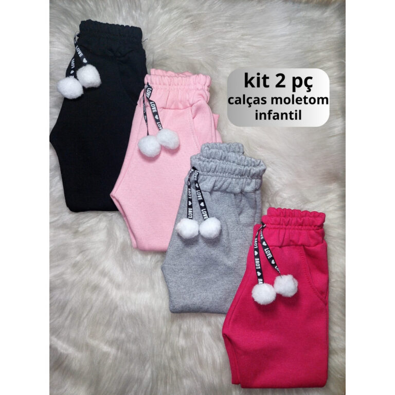 Kit 2 Calças Moletom Infantil Menina