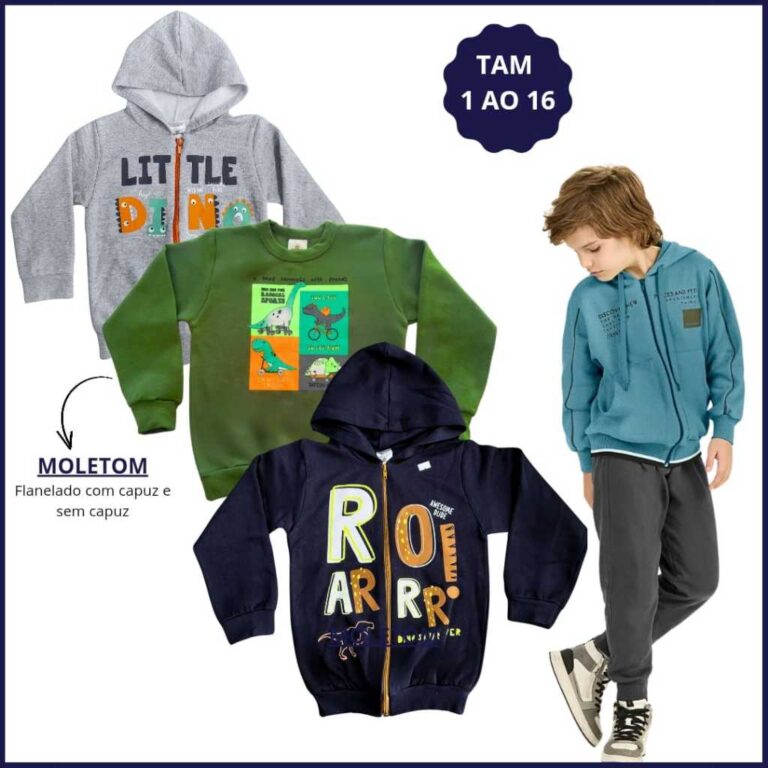 Kit 3 Blusa de Moletom Infantil Menino Masculino e