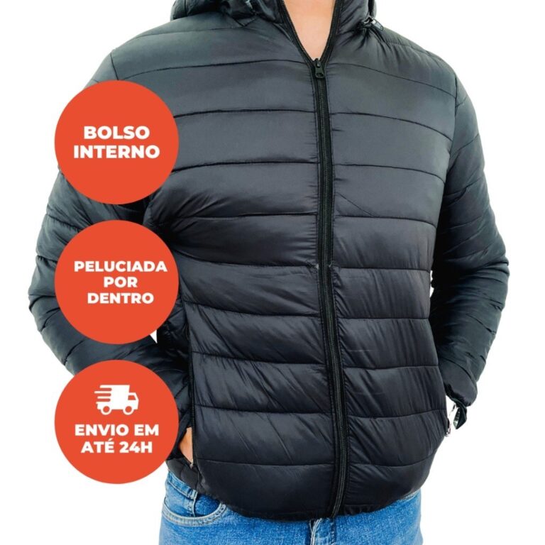 Jaqueta Masculina Bobojaco Puffer Capuz Removível
