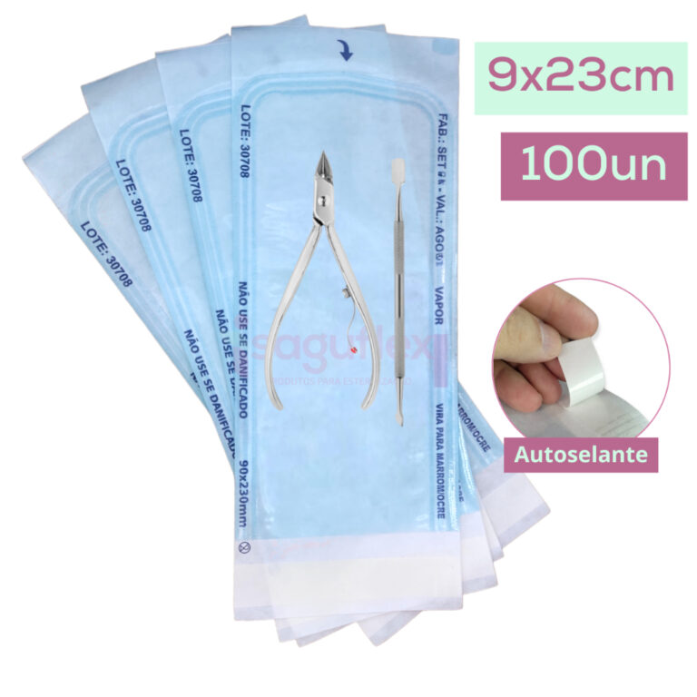 100 Unidades Envelope 9x23cm Autoclave Esteriliza