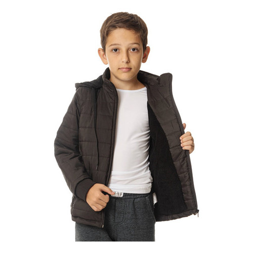 Jaqueta Infantil Forrada Fleece Puffer Capuz Juven
