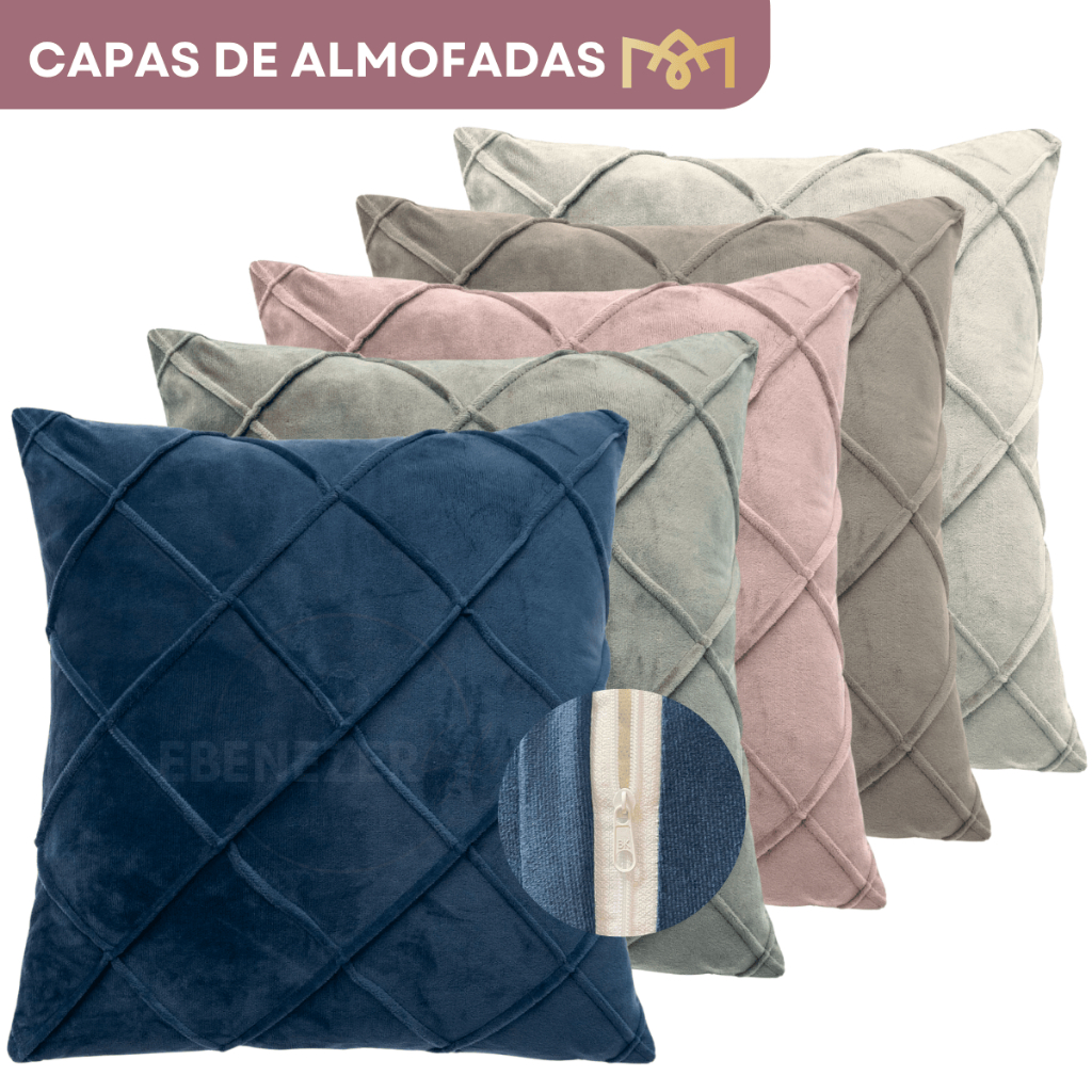 Capa para Almofada Drapeada Suede Decorativa 40×40 Aveludada Macia Decoração para Cama Sofa