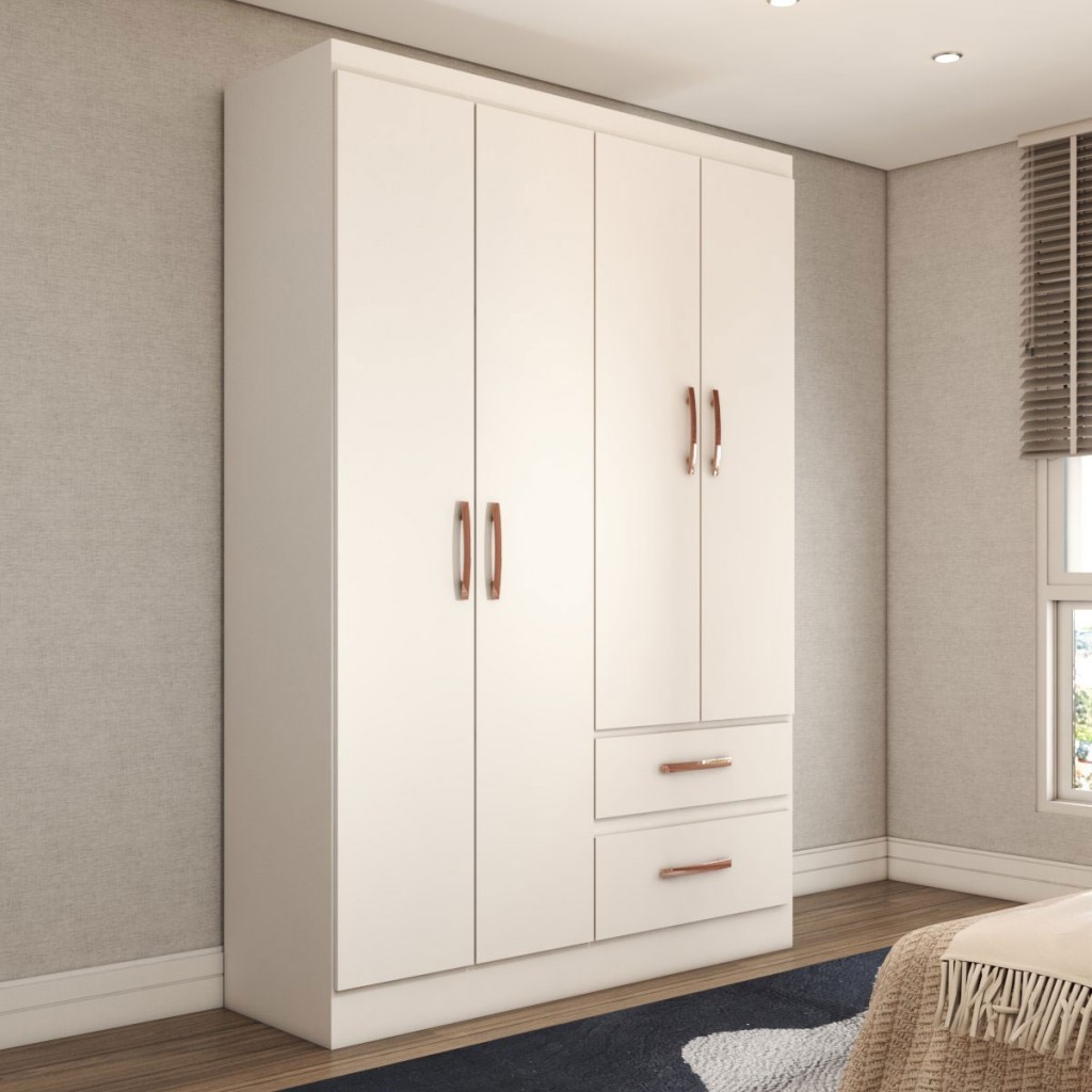 Guarda-Roupa Solteiro São Francisco 4 Portas 2 Gavetas