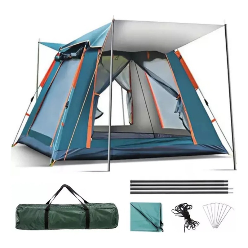 Barraca De Acampamento Grande Para 4/5 Pessoas 215x215x145cm Camping PortáTil 5 Praia Varanda FamíLi