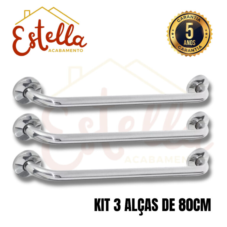 Kit 3 Alça Barra De Apoio 80CM Corrimão Seguran�