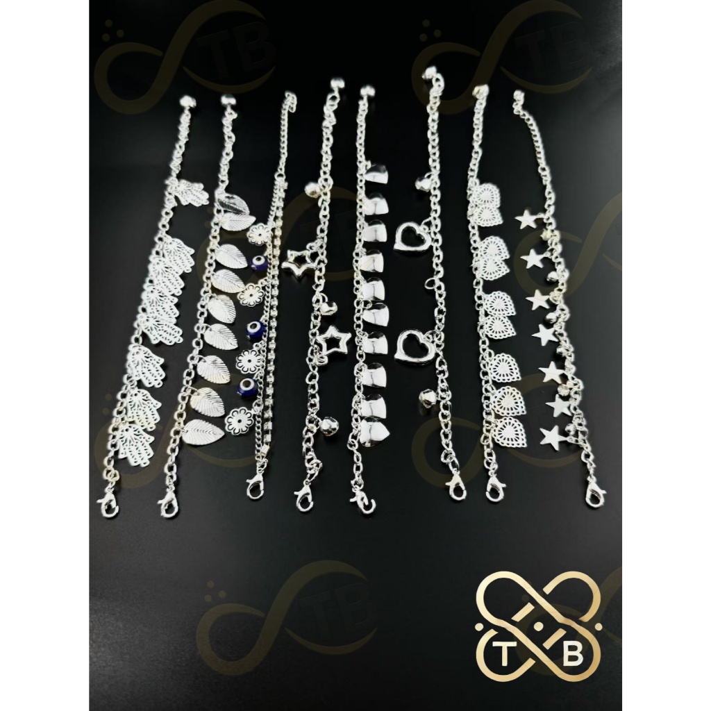 TB Moda Conjunto de Pulseira e Tornozeleira Feminino – Elegante | Prata 925
