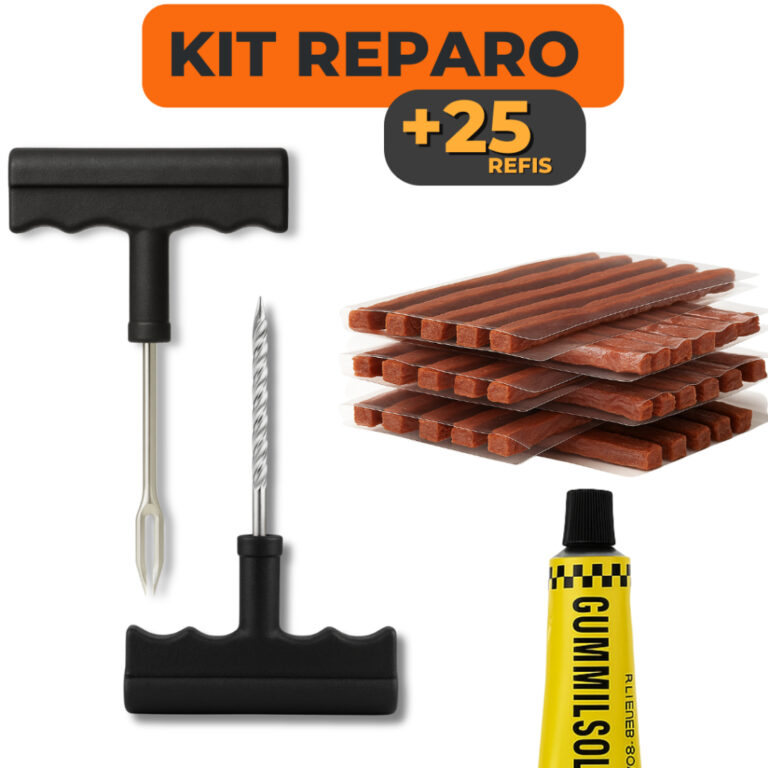 Kit Reparo Pneu Sem Camara Carro Moto + 15 Refis M