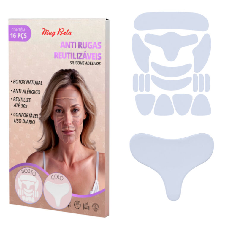 Kit com Adesivo Anti Rugas Silicone Rosto 16 Peça