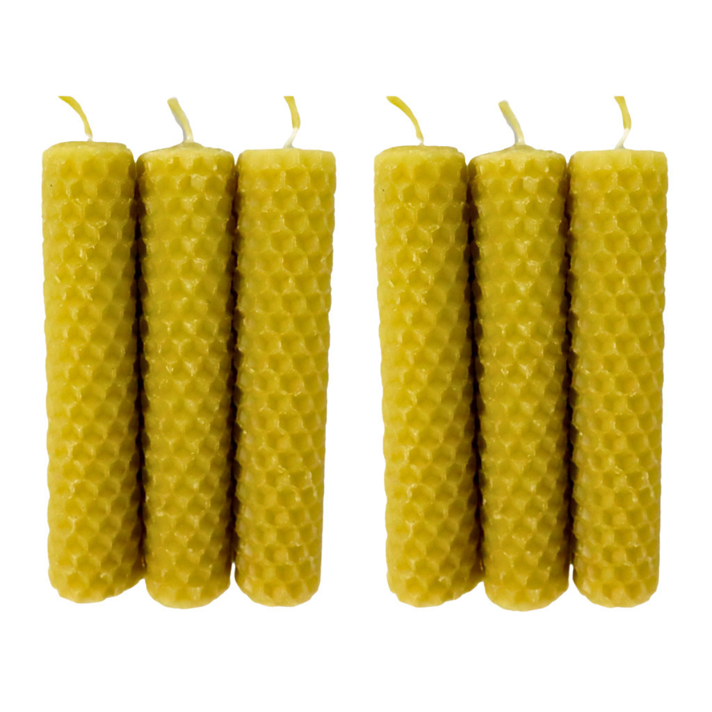 6 Velas de Cera de Abelha Natural  Artesanais e Biodegradáveis  10x2cm Para Decoração
