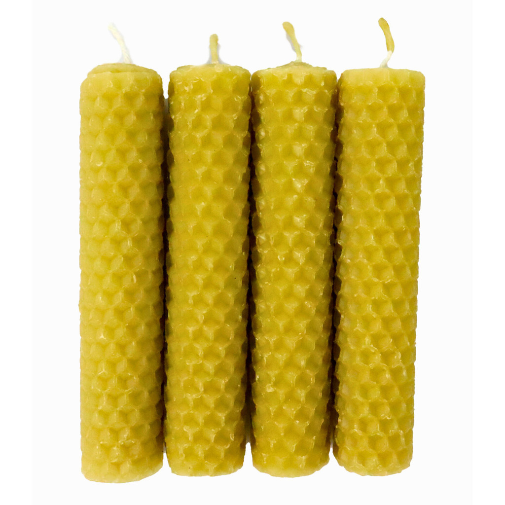 4 Velas de Cera de Abelha Natual 10×2 cm