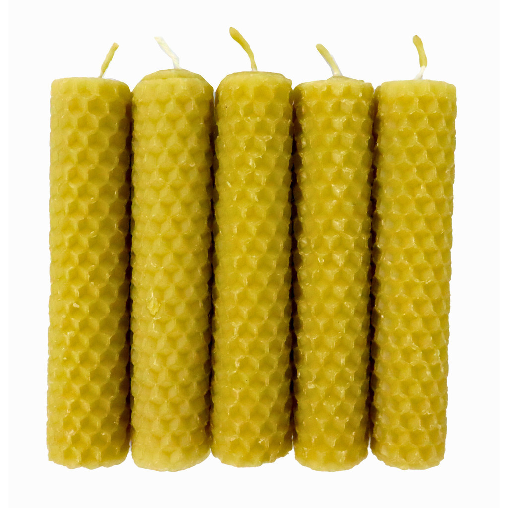 5 Velas de Cera de Abelha Natural 10×2 cm