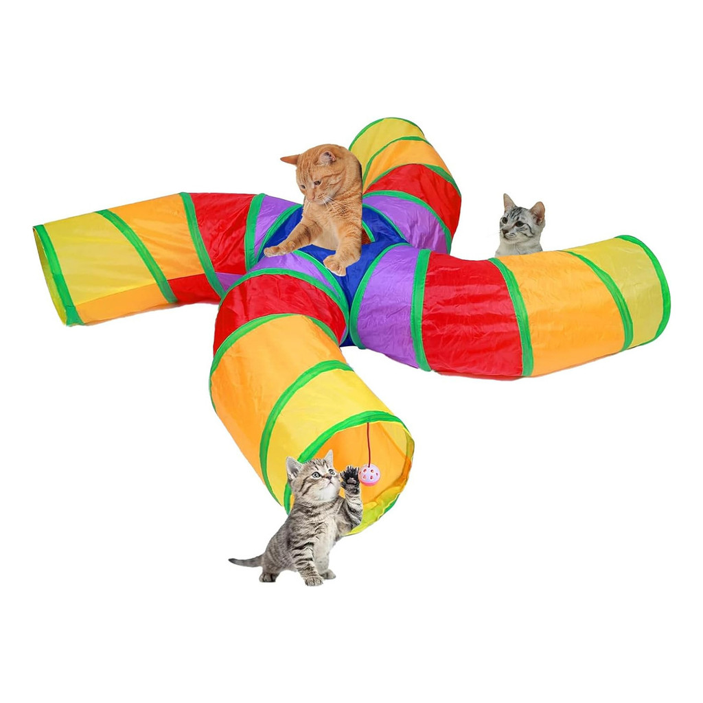 Túnel Labirinto Para Gatos Interativo Brinquedo Pet 4 Vias