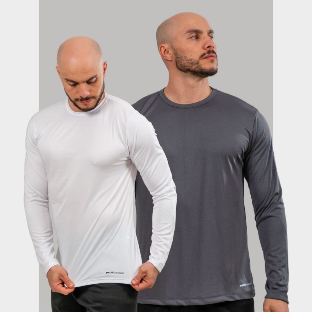 KIT 3 Camiseta Térmica Proteção UV 50+ Blusa Masculina Manga Longa Segunda Pele Pra Atividade Física