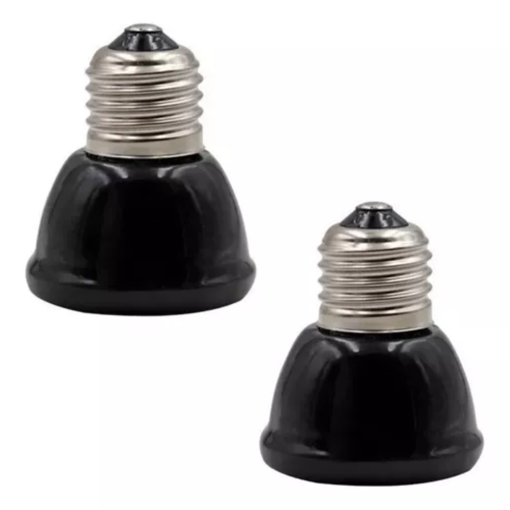 2x Lâmpadas Cerâmica Aquecedor 100w Preta Sem Emissão De Luz