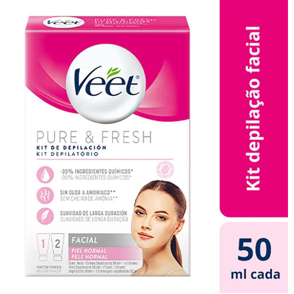 Kit Veet Creme Depilatório + Pós Facial Pure E F