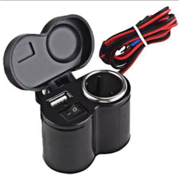 Tomada 12v Usb Moto Carregador Celular Isqueiro Pr